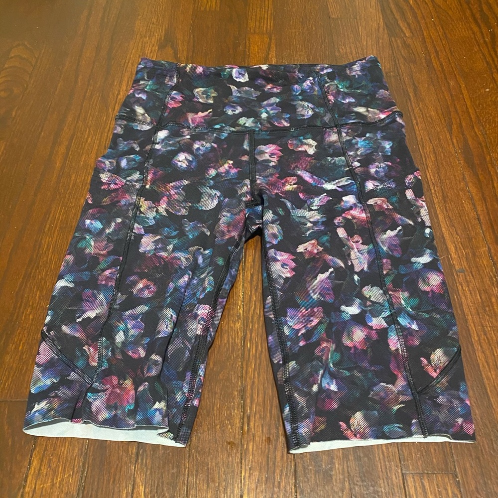 Lululemon Floral “Fast and Free” Bike Shorts
